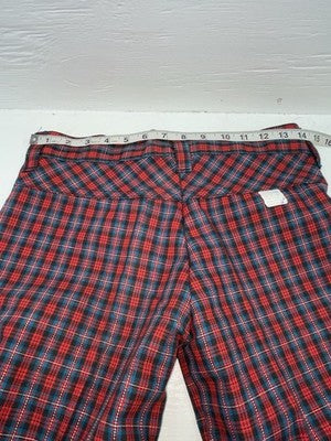 New Vintage Blue And Red Plaid Polyester Pants #5423719 3A-125