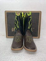 New Youth Black DBL Barrel Cowboy Boots. 4475802 4. 22-56