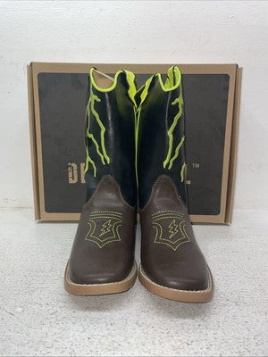New Youth Black DBL Barrel Cowboy Boots. 4475802 4. 22-56