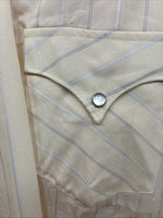 New Men’s H Bar C Yellow Stripe Long Sleeve Pearl Snap 17 X 34 XL R-65