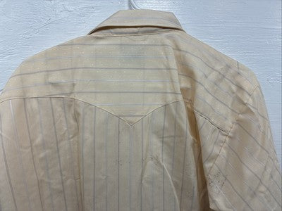 New Men’s H Bar C Yellow Stripe Long Sleeve Pearl Snap 17 X 34 XL R-65