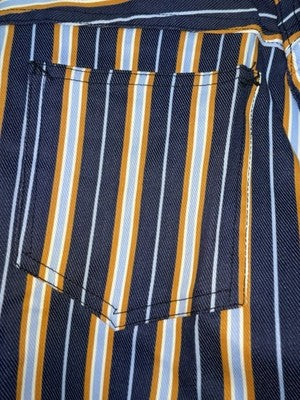 New Vintage Blue And Brown Striped Fenton Polyester Pants #656 SS-76