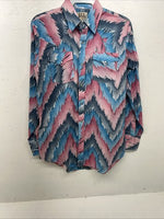 New Men’s Pink Blue ELY Cattleman Long Sleeve Pearl Snap Shirt. 15.5x34 M P-65