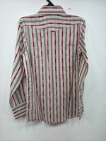 New Kids White Horse Red Stripe Long Sleeve Pearl Snap Large DD-63