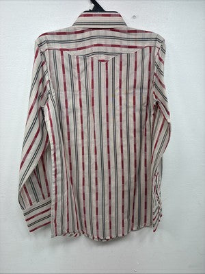 New Kids White Horse Red Stripe Long Sleeve Pearl Snap Large DD-63