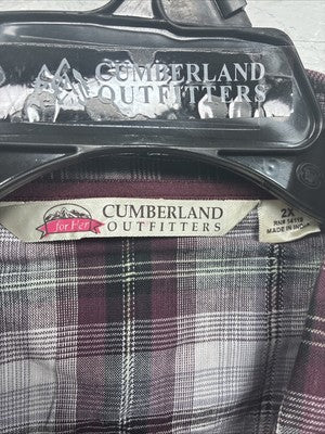New Women’s Cumberland Purple Plaid Long Sleeve Pearl Snap 2X V-67
