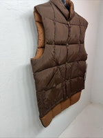 New Men’s Brown Comfy Reversible Puffer Vest Medium #5632 S-605