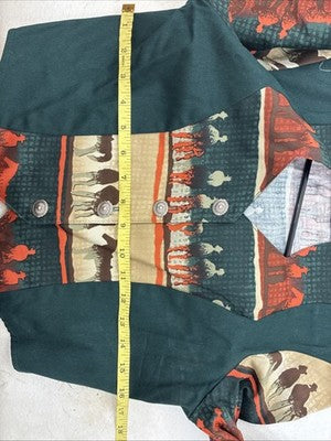 New Women’s Roughrider Western Design Long Sleeve Button Up Crop Small YY-52