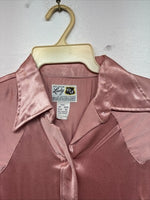 New Women’s Dickson Jenkins Pink Silk Long Sleeve Pearl Snap Size 40 KK-26