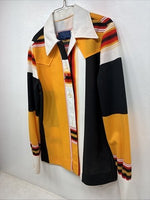 New Women’s Panhandle Slim Yellow Black Design Long Sleeve Button Up 12 TT-131