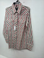 New Kids White Horse Red Stripe Long Sleeve Pearl Snap Large DD-63