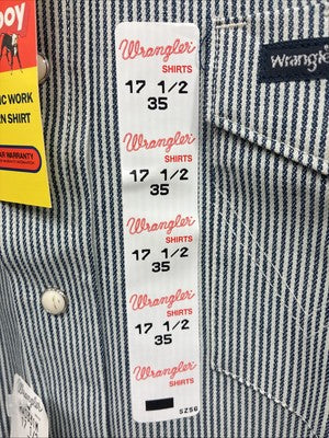 New Men’s Wrangler Blue White Stripe Long Sleeve Pearl Snap 17.5 X 35 XL T-25