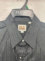New Men’s ELY Cattleman Black Designed Long Sleeve Pearl Snap 17.5 X 35 XL R-49