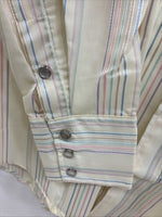 New Men’s H Bar C Yellow Stripe Long Sleeve Pearl Snap 16 Large Q-68