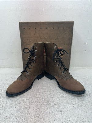 New Kids Brown Lace Up Laredo Cowboy Boots. 28-2005 3 M. 23-162