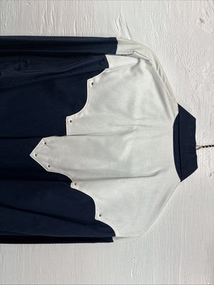 New Men’s Cowboy Threads Blue White Long Sleeve Pearl Snap Large AA-53