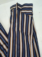 New Vintage Blue And Brown Striped Fenton Polyester Pants #656 SS-76