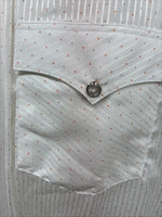 New Men’s H Bar C White Dot Design Long Sleeve Pearl Snap 15.5 Medium M-90