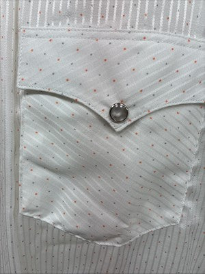 New Men’s H Bar C White Dot Design Long Sleeve Pearl Snap 15.5 Medium M-90
