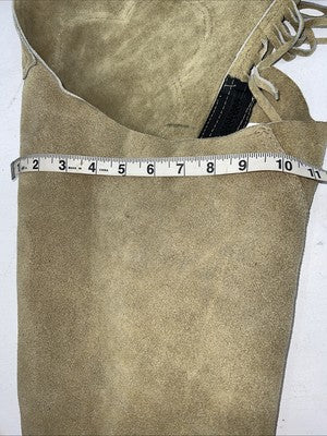 NOS Tan Show Chaps With Fringe Adjustable Waist 42” L-39