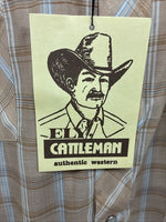 New Men’s ELY Cattleman Tan Plaid Short Sleeve Pearl Snap M R-40