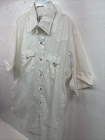 New Men’s H Bar C White Simple Short Sleeve Pearl Snap 16 Large Q-26
