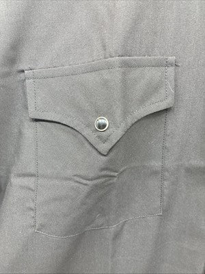 New Men’s ELY Cattleman Black Short Sleeve Pearl Snap 16.5 Large CC-21