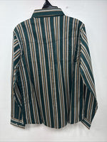 New Teens Wrangler Green Yellow Stripe Long Sleeve Pearl Snap XL DD-64
