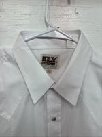 New Men’s ELY Cattleman White Long Sleeve Pearl Snap 16.5 X 35 Large CC-52