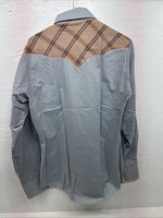 New Men’s Champion Western Gray Sensing Long Sleeve Pearl Snap 16 Large X-1