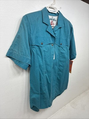 New Women’s Wrangler Blue Short Sleeve Button Up Medium MM-107
