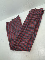 New Vintage Blue And Red Plaid Polyester Pants #5423719 3A-125