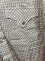 New Men’s Stockman Brown Checkered Long Sleeve Pearl Snap 15.5 Medium AA-66