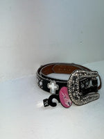 New Black Genuine Leather Blazin Roxx Silver Bling Cross XL Belt #N3510401 Z-66