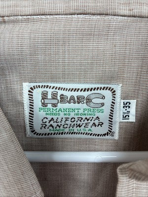 New Men’s H Bar C Brown Simple Long Sleeve Pearl Snap 15.5 Medium Q-28