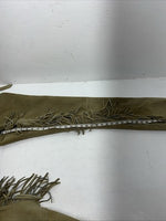 NOS Tan Show Chaps With Fringe Adjustable Waist 42” L-39