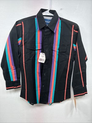 New Kids wrangler Multicolor Black Long Sleeve Button Up Size 10 LL-21