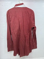 Me End H Bar C Red Plaid Long Sleeve Pearl Snap 16.5 Large AA-35