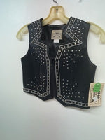 New Women’s Black 1849 Authentic Ranchwear Cut Off Zip Up Vest S #77872 3B-70