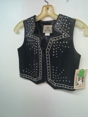 New Women’s Black 1849 Authentic Ranchwear Cut Off Zip Up Vest S #77872 3B-70