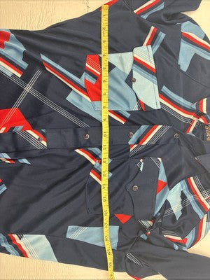 New Men’s Panhandle Slim Blue Red Design Long Sleeve Pearl Snap 15.5 Medium V-73