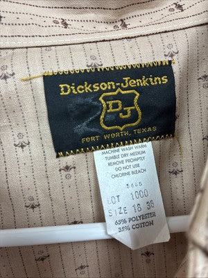 New Men’s Dickson Jenkins Brown Designed Long Sleeve Pearl Snap 16 Large AA-34