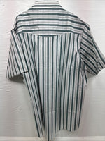 New Men’s ELY Cattleman Blue White Stripe Short Sleeve Pearl Snap XL M-35