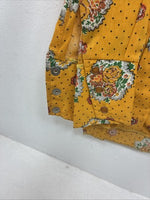 New Women’s Tem Tex Orange Floral Long Sleeve Pearl Snap Size 38 KK-2