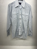 New Men’s Blue Panhandle Slim Long Sleeve Pearl Snap Shirt 15x34 M P-78