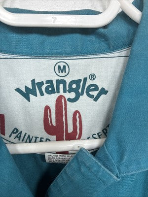 New Women’s Wrangler Blue Short Sleeve Button Up Medium MM-107