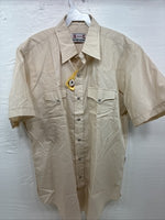 New Men’s H Bar C Tan Short Sleeve Pearl Snap 16.5 Large AA-111
