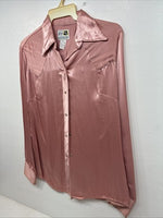 New Women’s Dickson Jenkins Pink Silk Long Sleeve Pearl Snap Size 40 KK-26