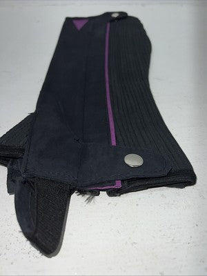 New Tough 1 Equi-Grip Purple Navy Synthetic Half Chaps #63-76 H-512