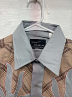 New Men’s Champion Western Gray Sensing Long Sleeve Pearl Snap 16 Large X-1